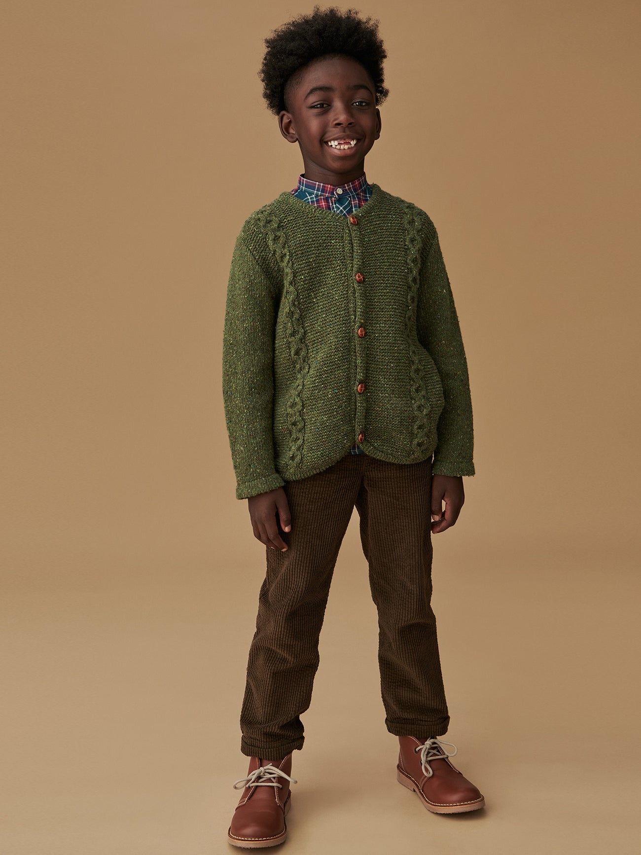 Olive Green Zas Merino Boy Cardigan