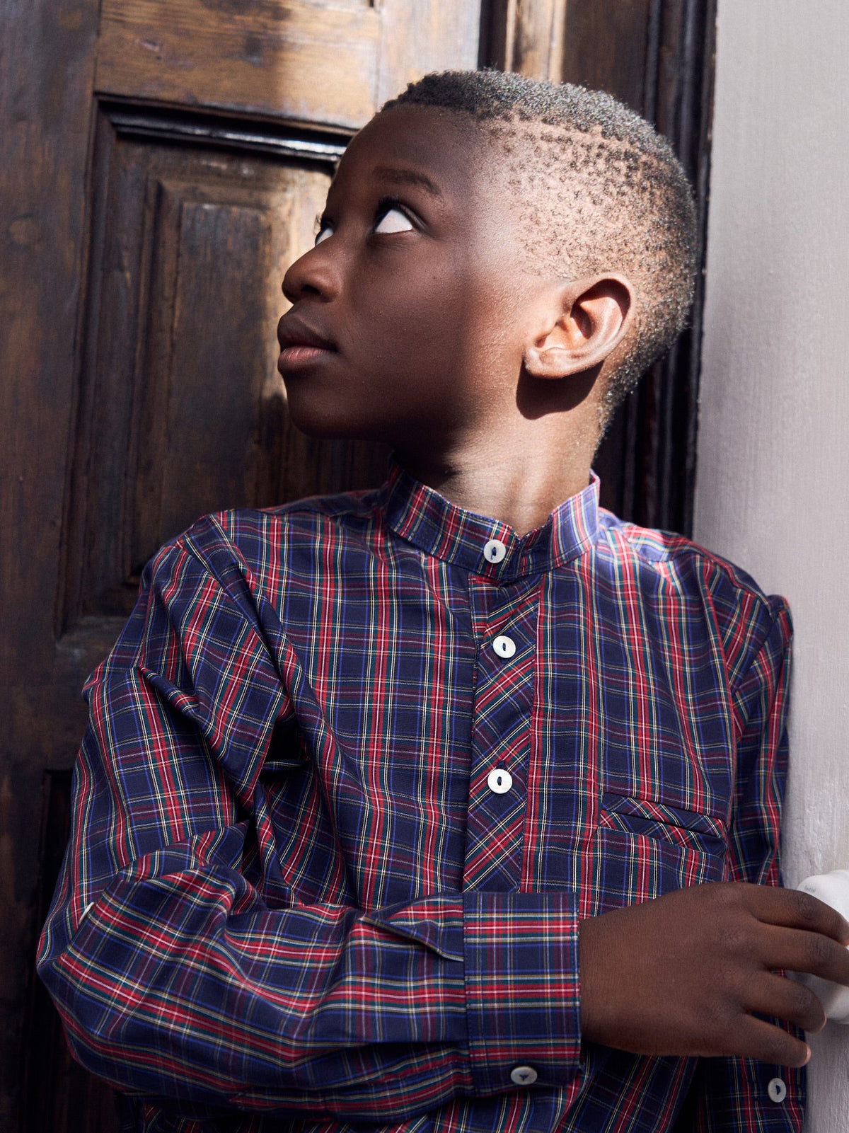 Navy Tartan Mateo Long Sleeve Boy Shirt