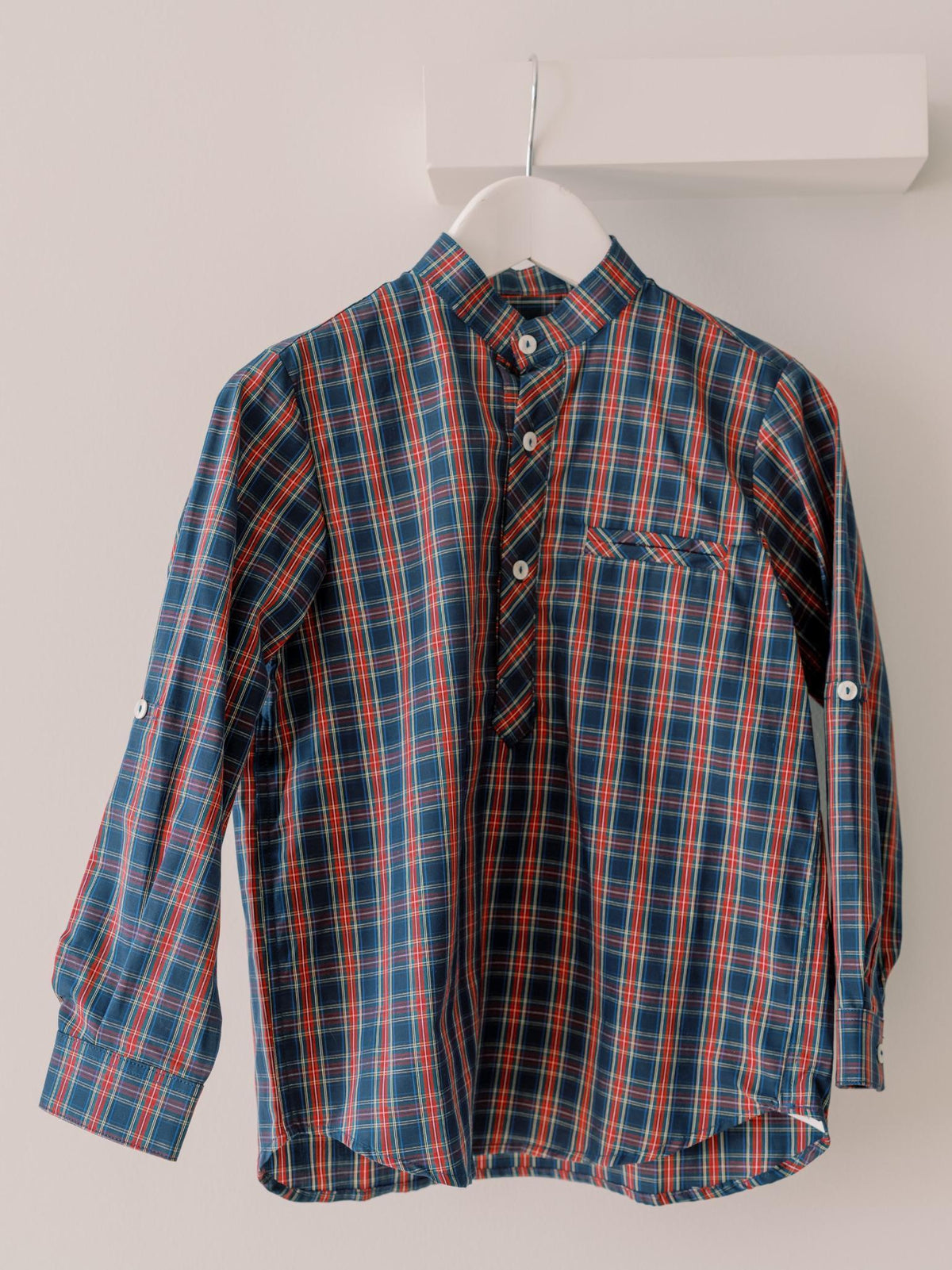 Navy Tartan Mateo Long Sleeve Boy Shirt