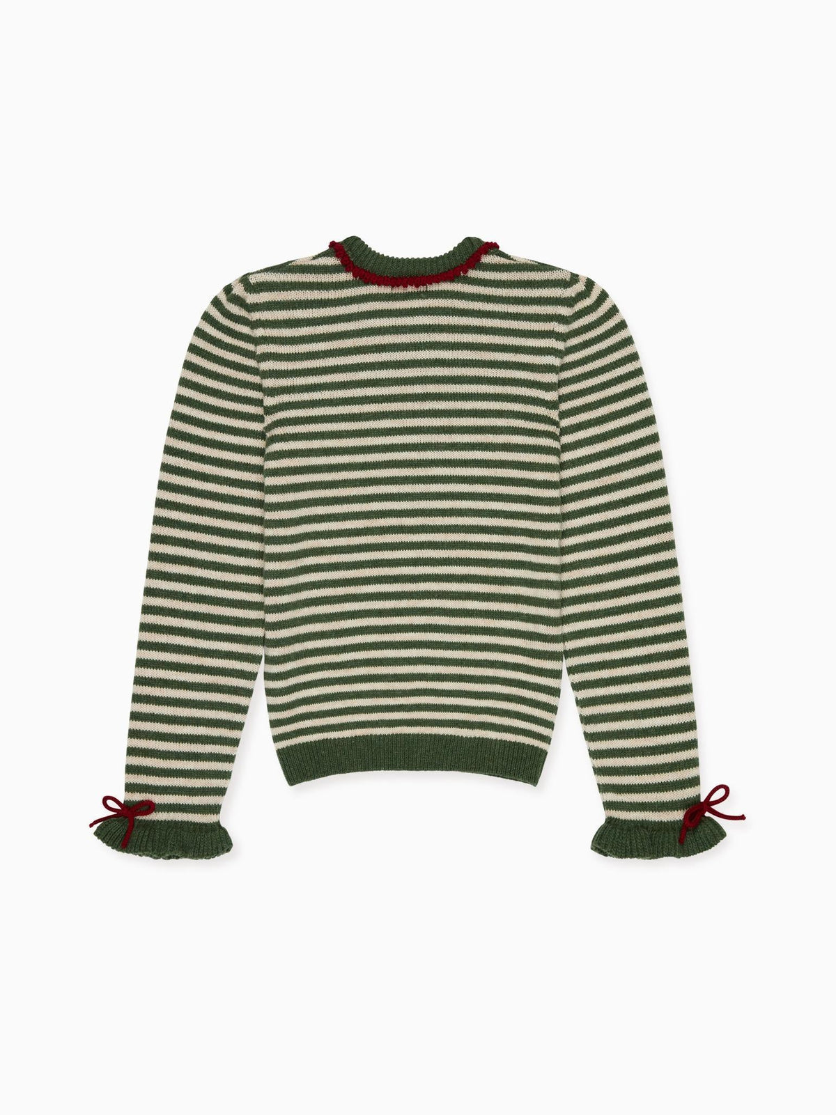 Olive Green Stripe Matilde Merino Girl Jumper