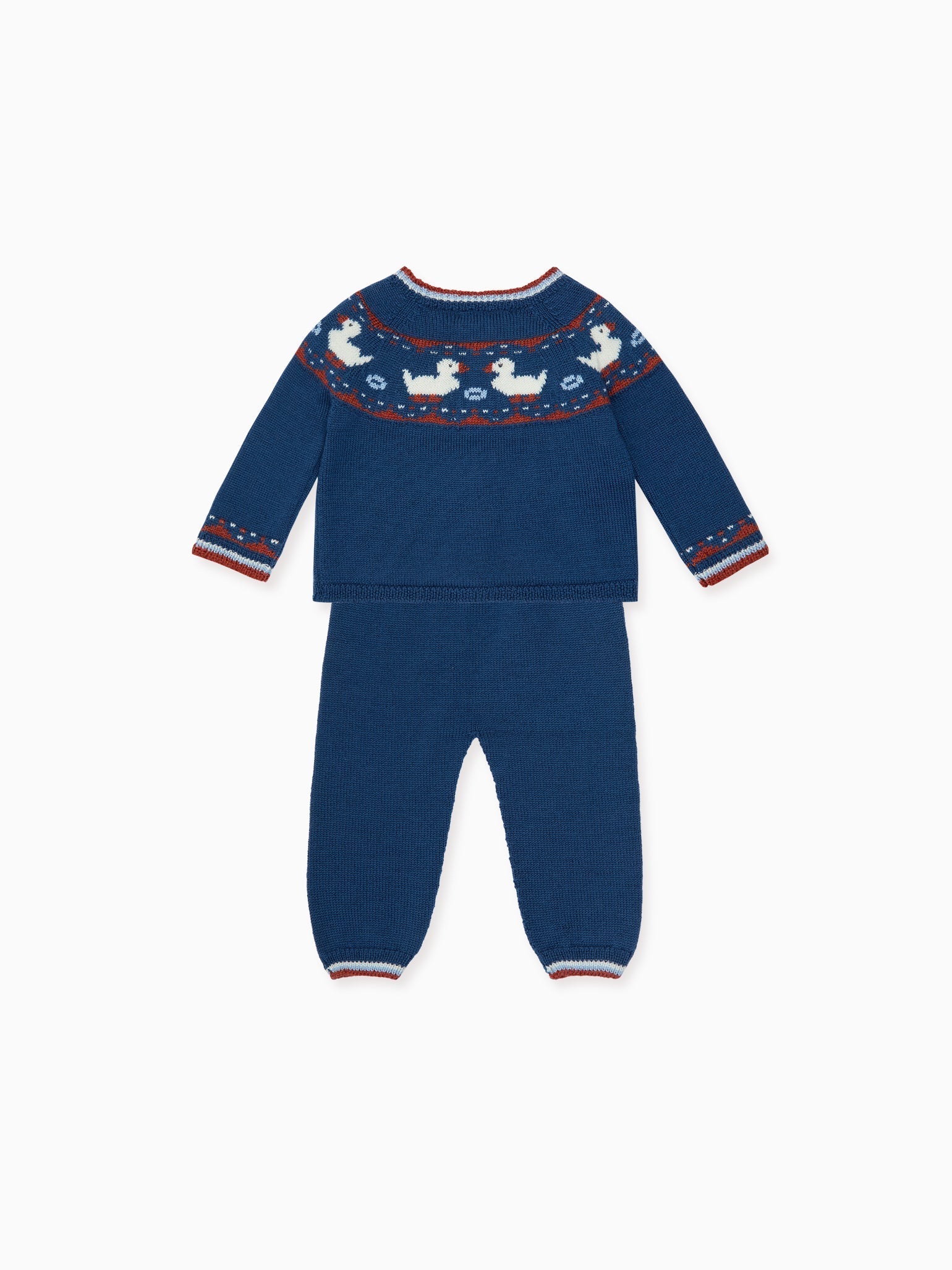 Soft Denim Melange Mavi Merino Duck Baby Knitted Set