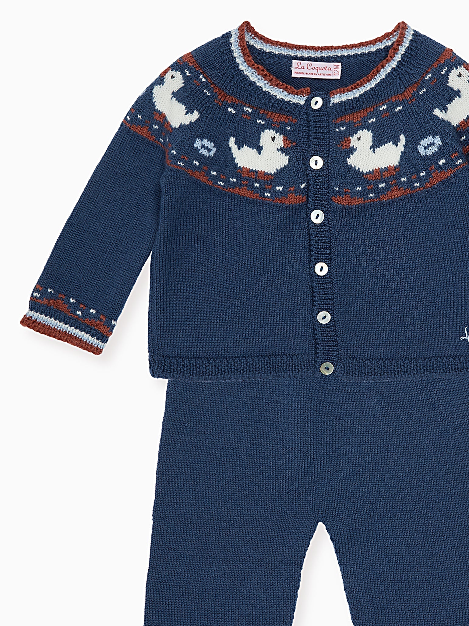 Soft Denim Melange Mavi Merino Duck Baby Knitted Set