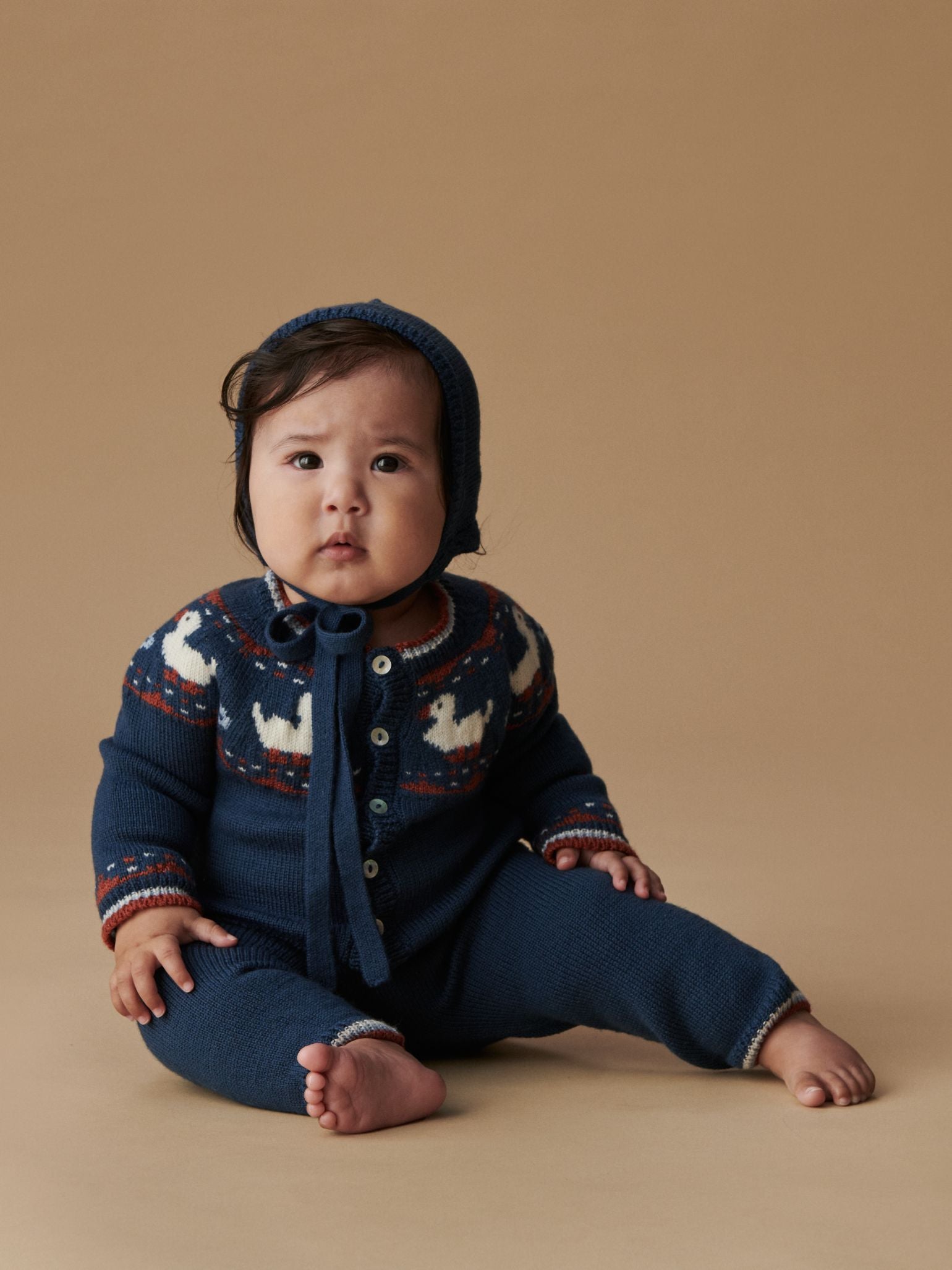 Soft Denim Melange Mavi Merino Duck Baby Knitted Set
