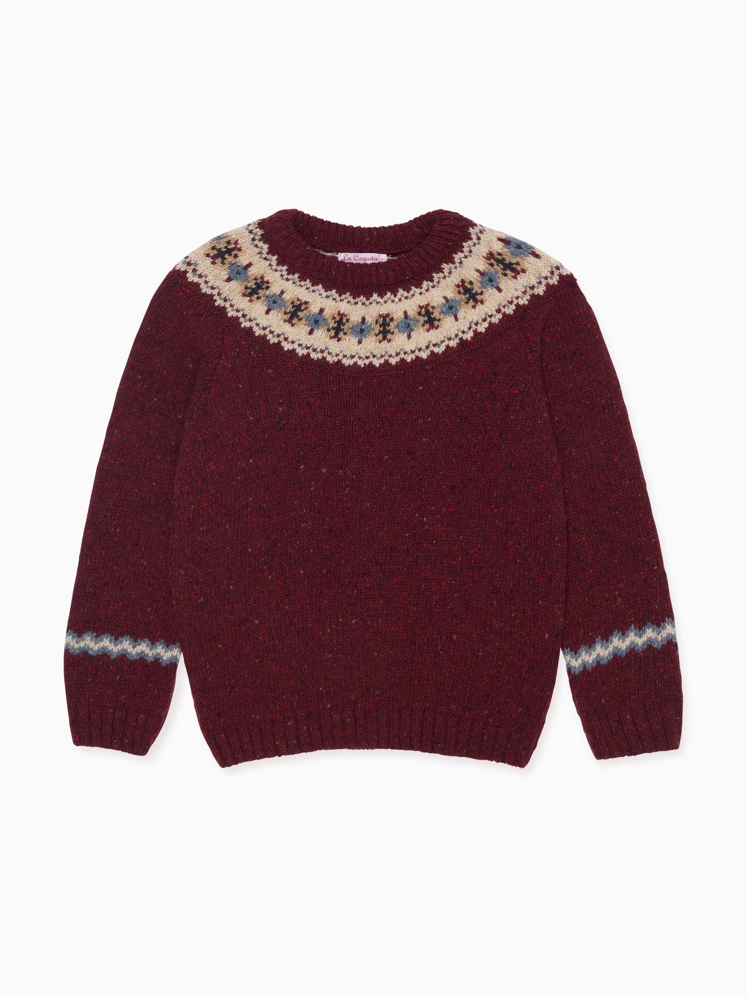 VINTAGE Chunky Knit Crew Neck Pullover Sweater Burgundy / White buy Size 0-3M