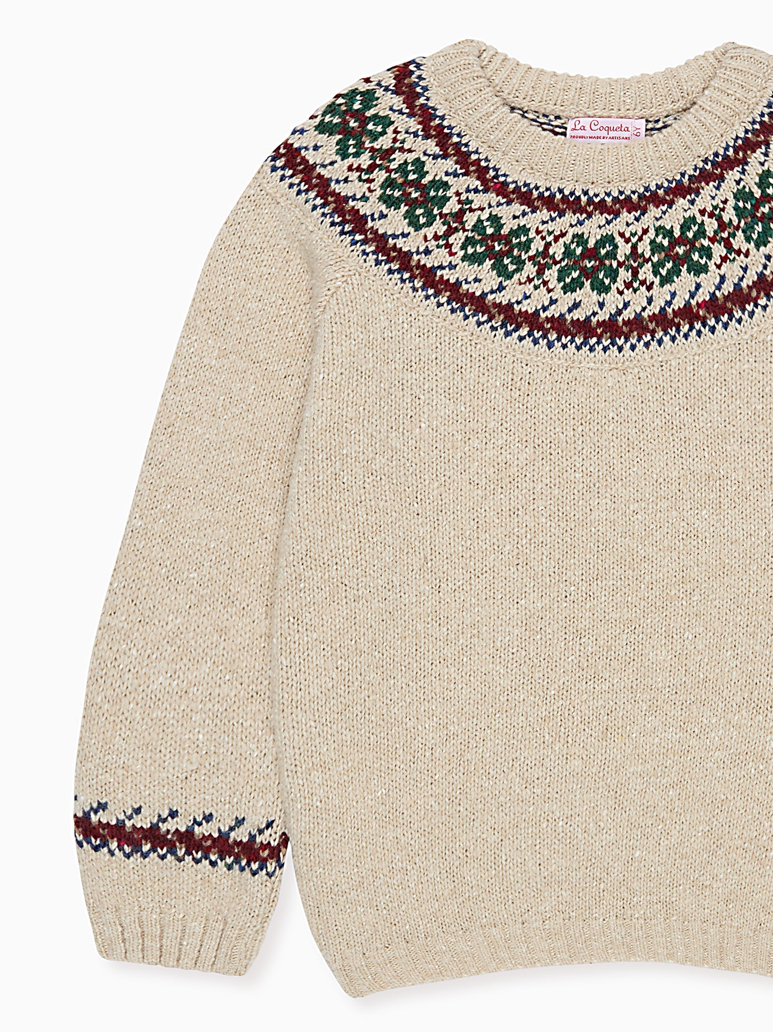 Oatmeal Melange Merino Fair Isle Kids Jumper