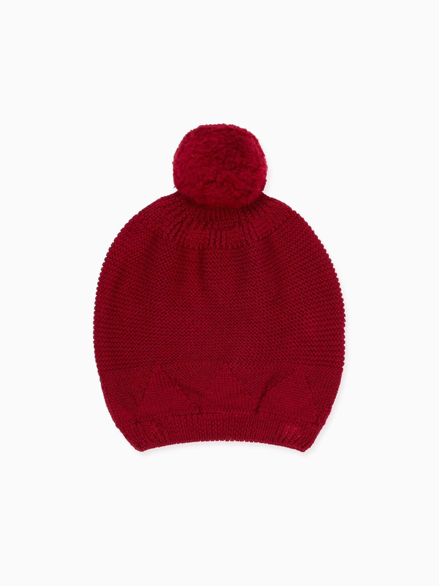 Burgundy Merino Kids Bobble Hat