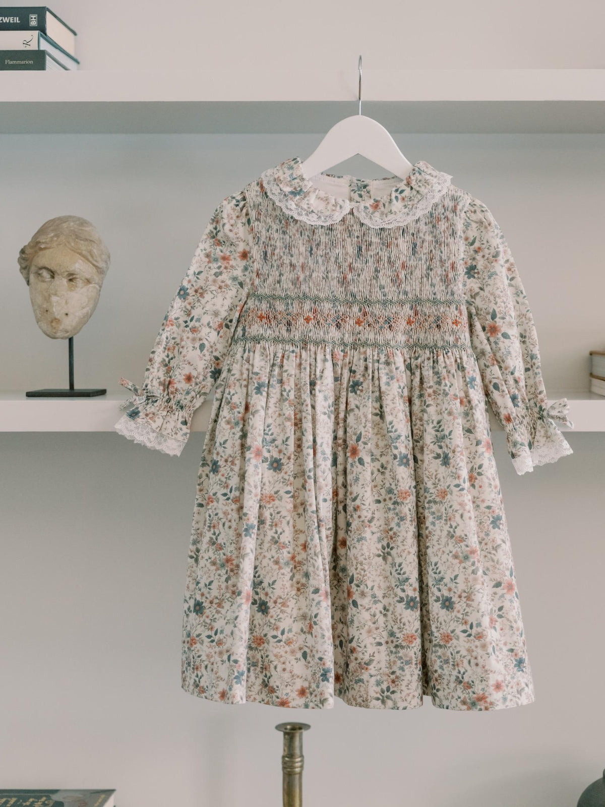 Ivory Floral Milla Girl Hand-Smocked Dress