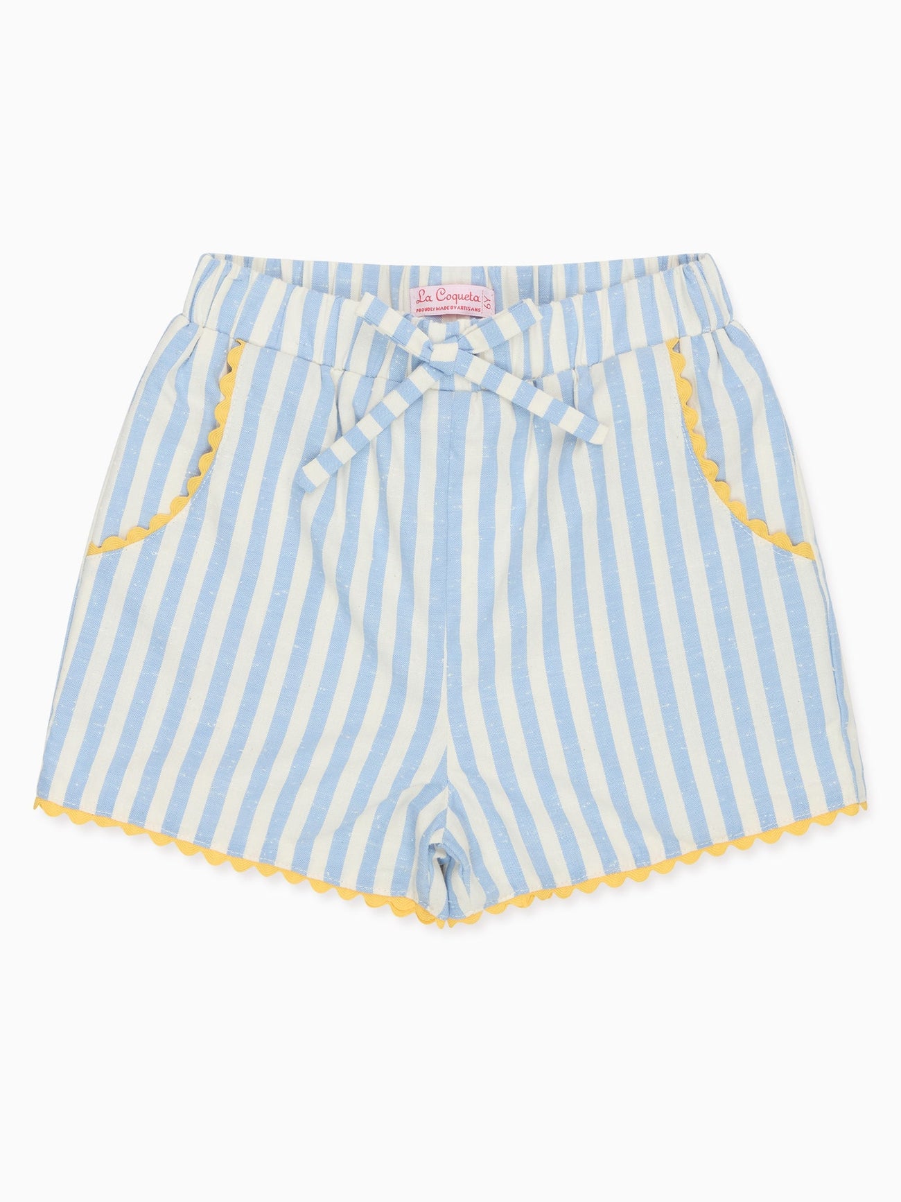 Blue Stripe Miranda Cotton Girl Shorts