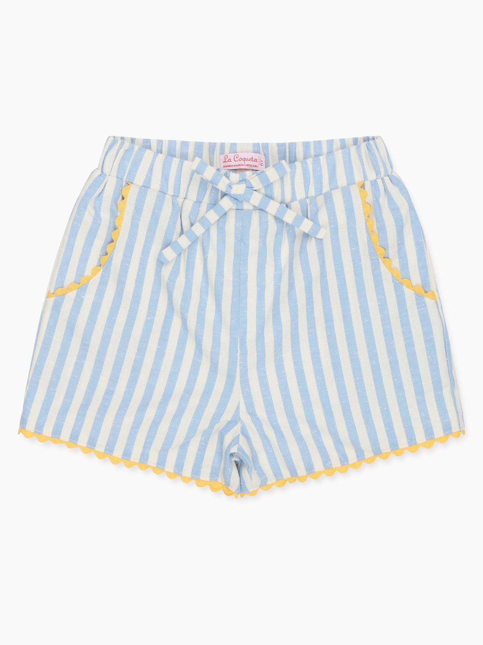 Blue Stripe Miranda Cotton Girl Shorts