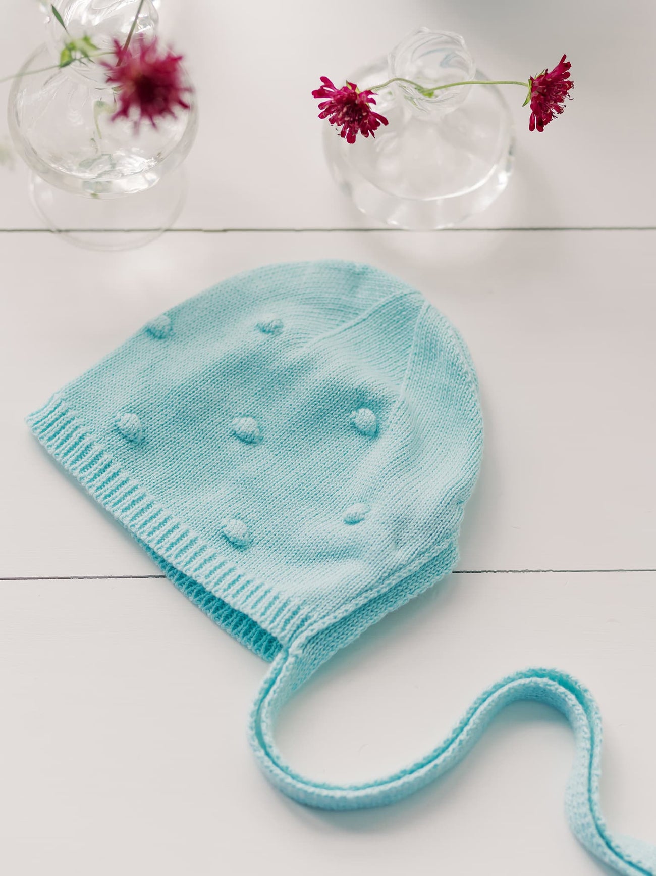 Aqua Mora Cotton Knitted Baby Bonnet