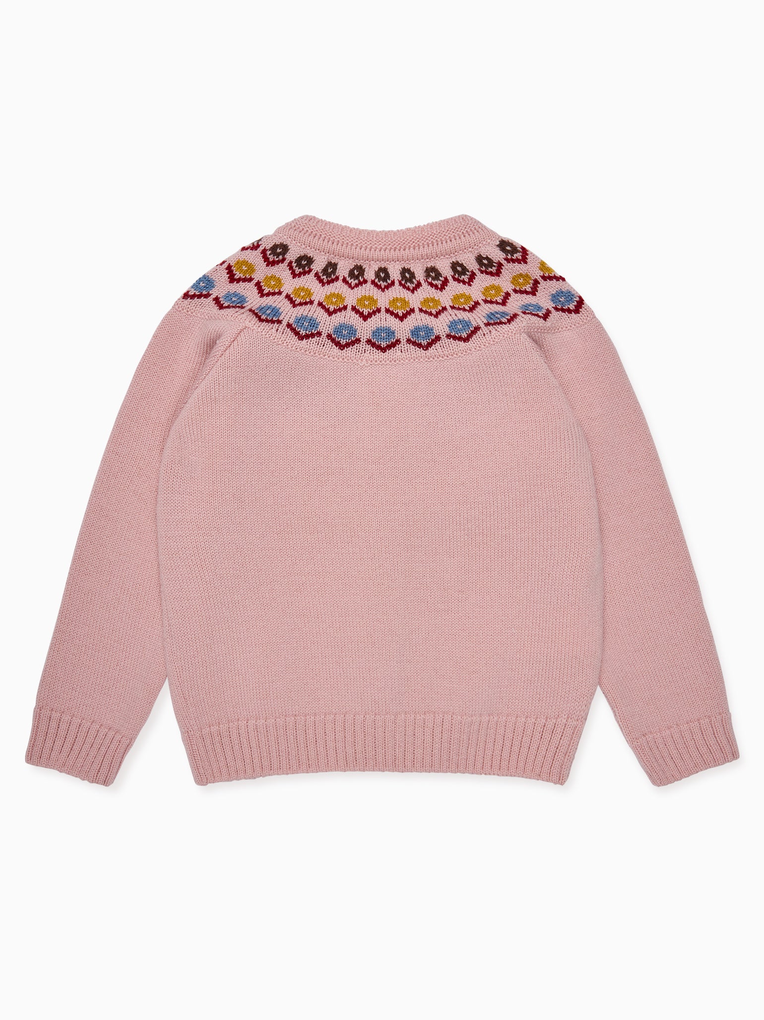 Dusty Pink Nelia Merino Fair Isle Baby Girl Cardigan