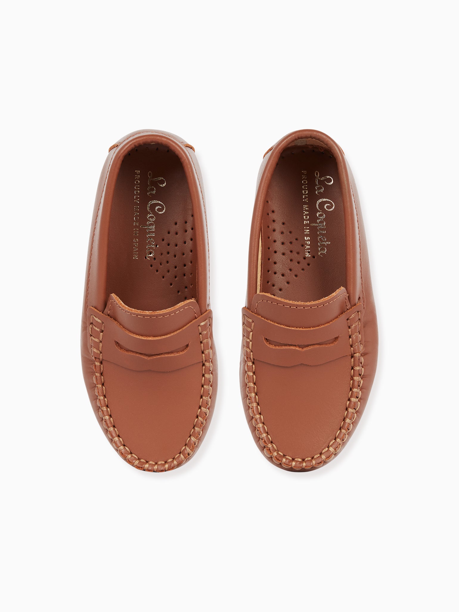 Tan Leather Boy Loafer Shoes – La Coqueta Kids