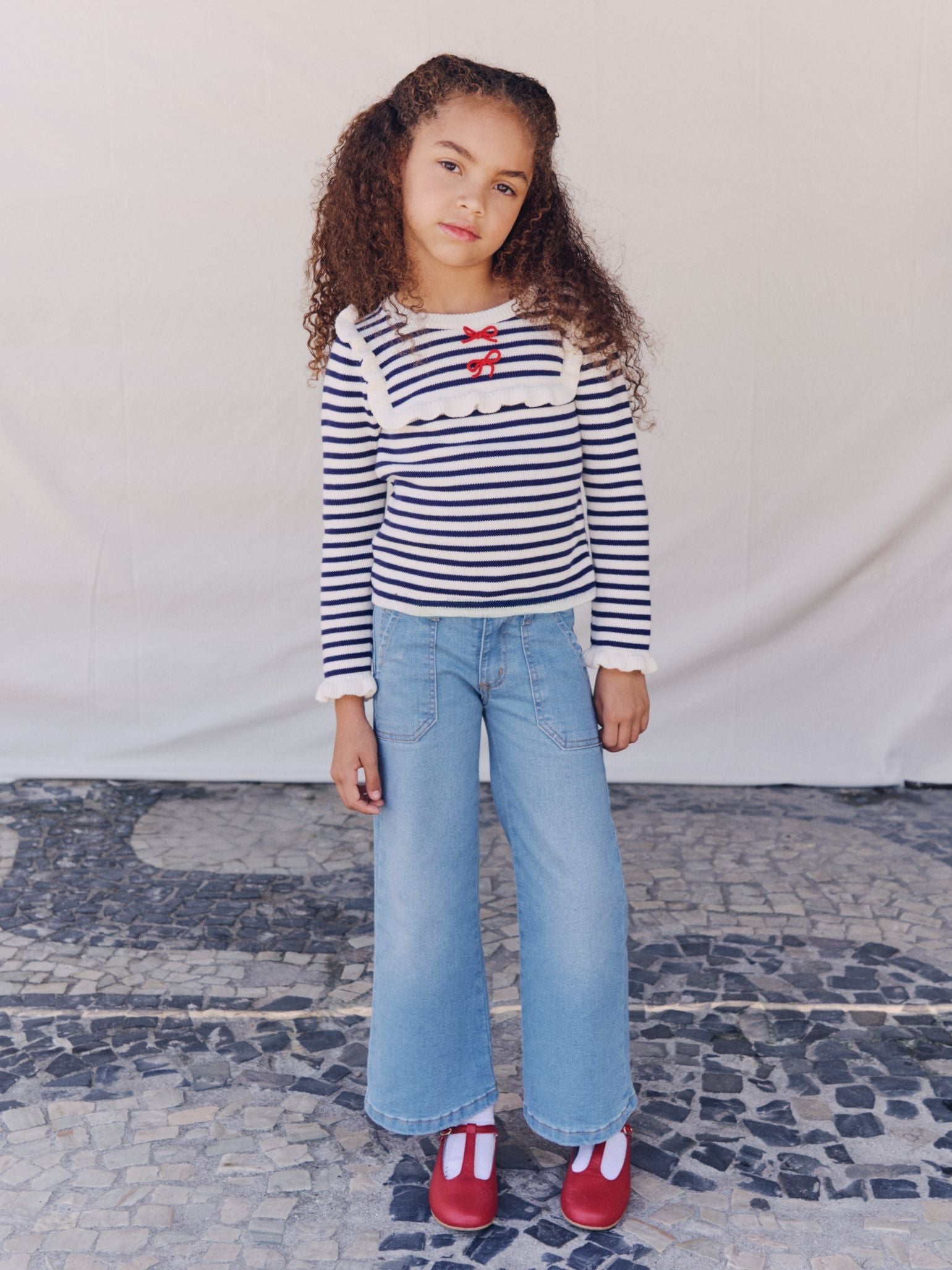 Navy Stripe Candela Cotton Girl Jumper