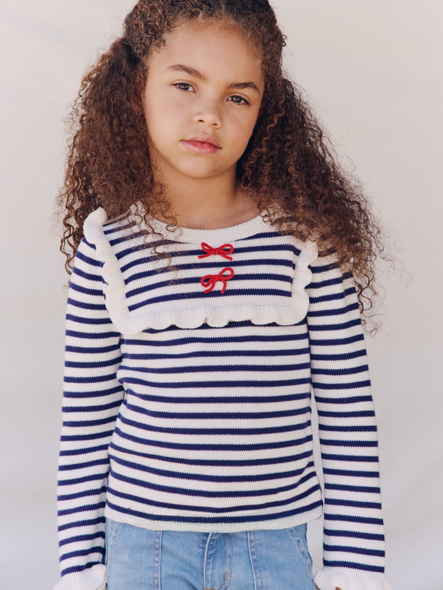 Navy Stripe Candela Cotton Girl Jumper