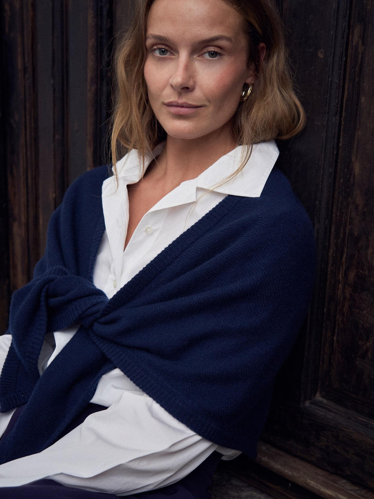 Navy Cashmere Women Shawl