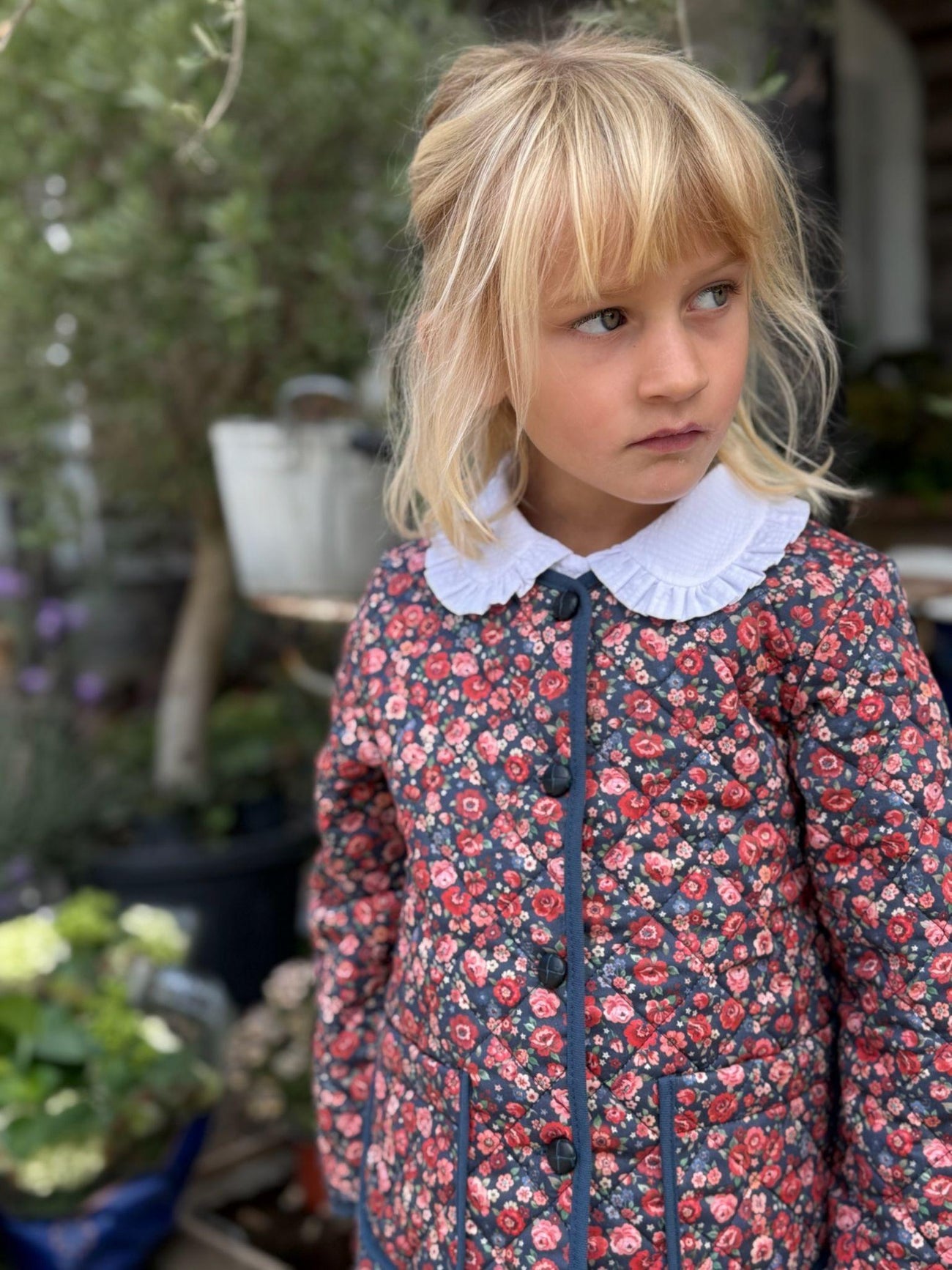 Navy Floral Calida Girl Jacket