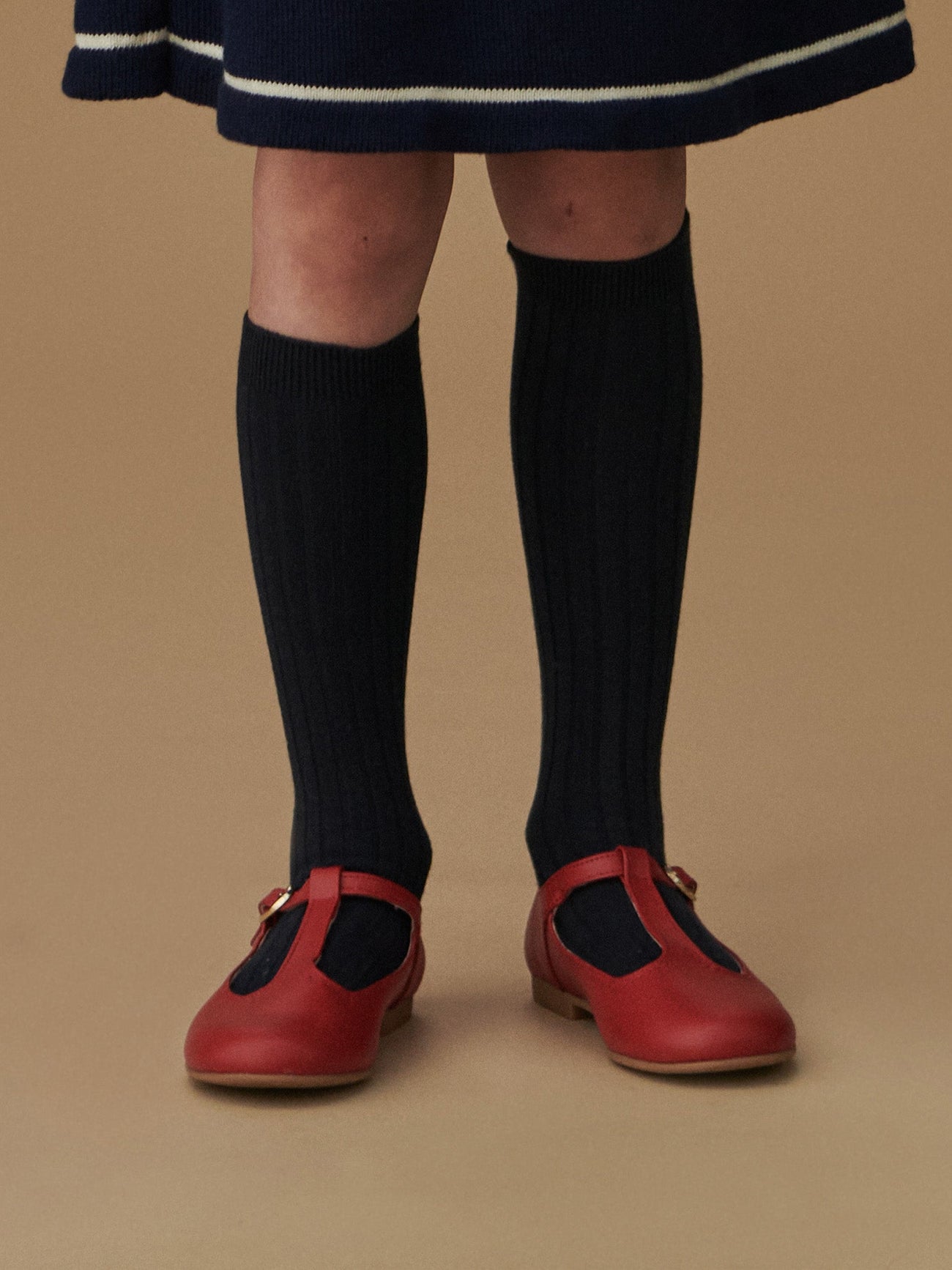 Navy Blue Ribbed Knee High Kids Socks