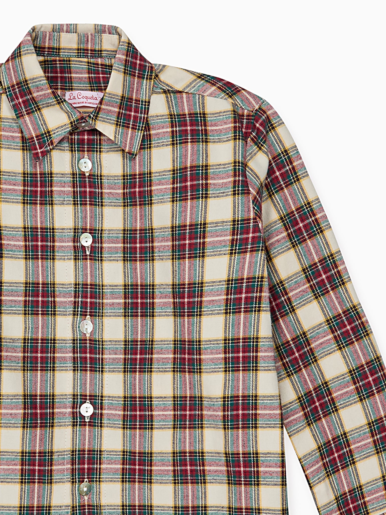 Ivory Tartan Nico Long Sleeve Boy Shirt