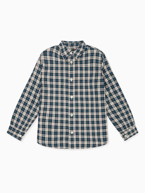Teal Tartan Nico Long Sleeve Boy Shirt
