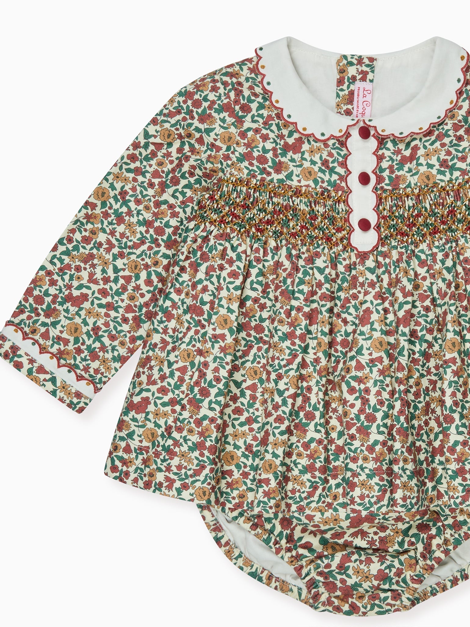 Terracotta Floral Noelia Baby Girl Hand-Smocked Set
