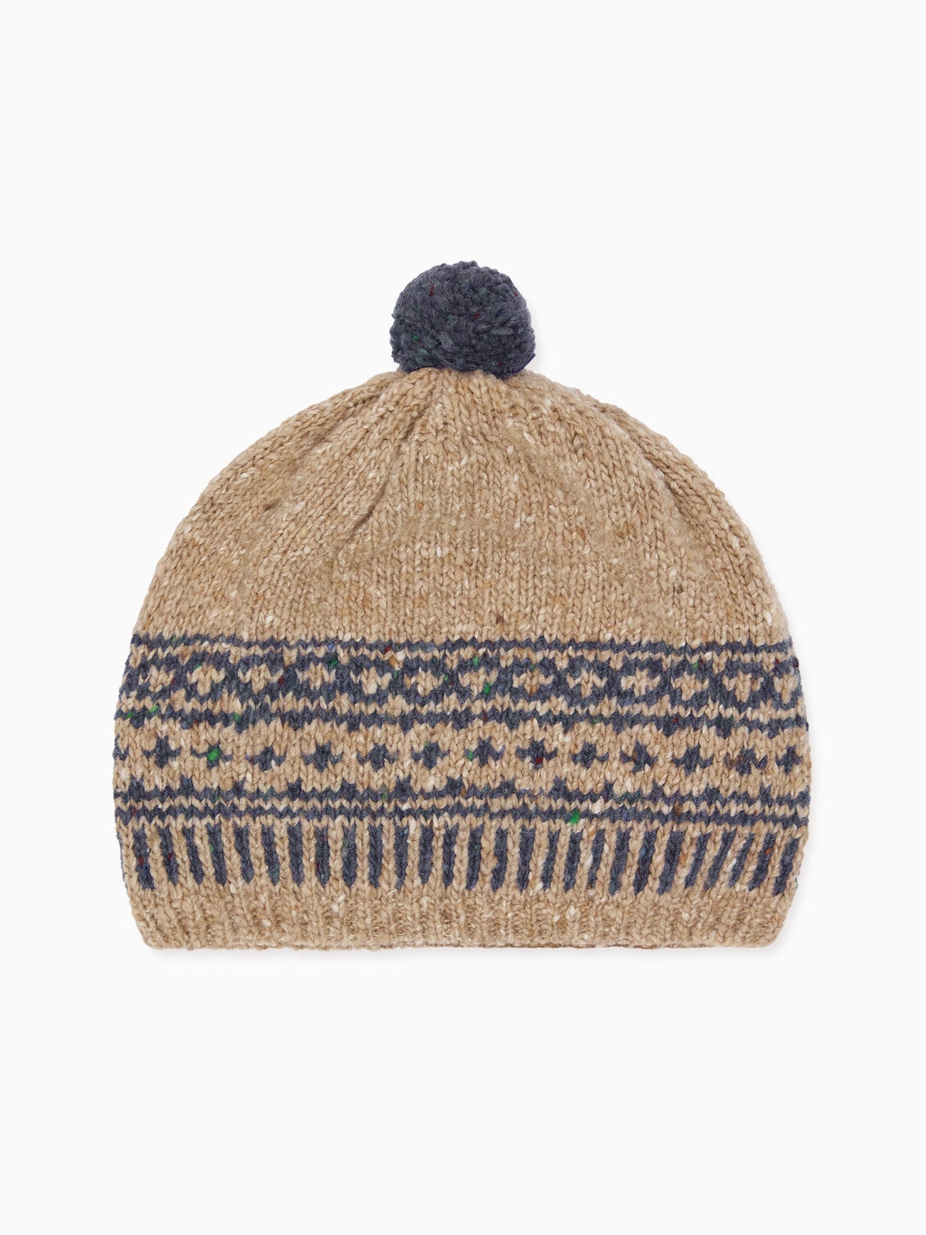Oatmeal Merino Fair Isle Bobble Hat