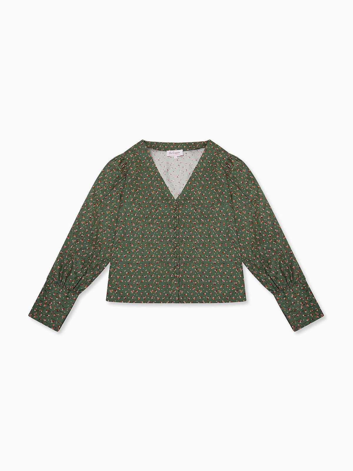 Green Floral Oceanne Women Long Sleeve Shirt