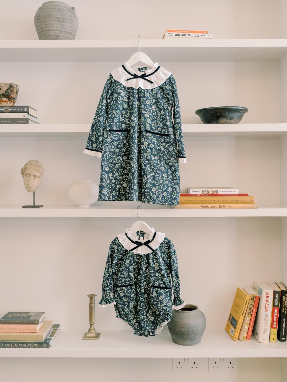 Navy & Green Floral Odisea Baby Girl Romper