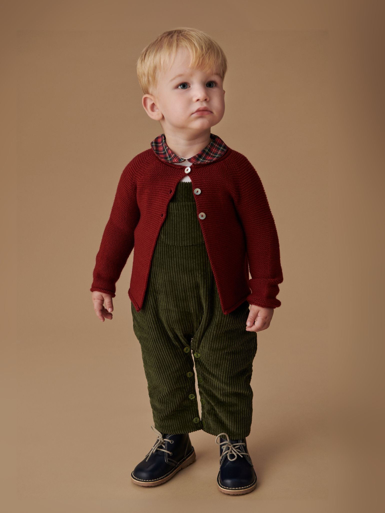 Olive Green Coroza Corduroy Baby Dungarees