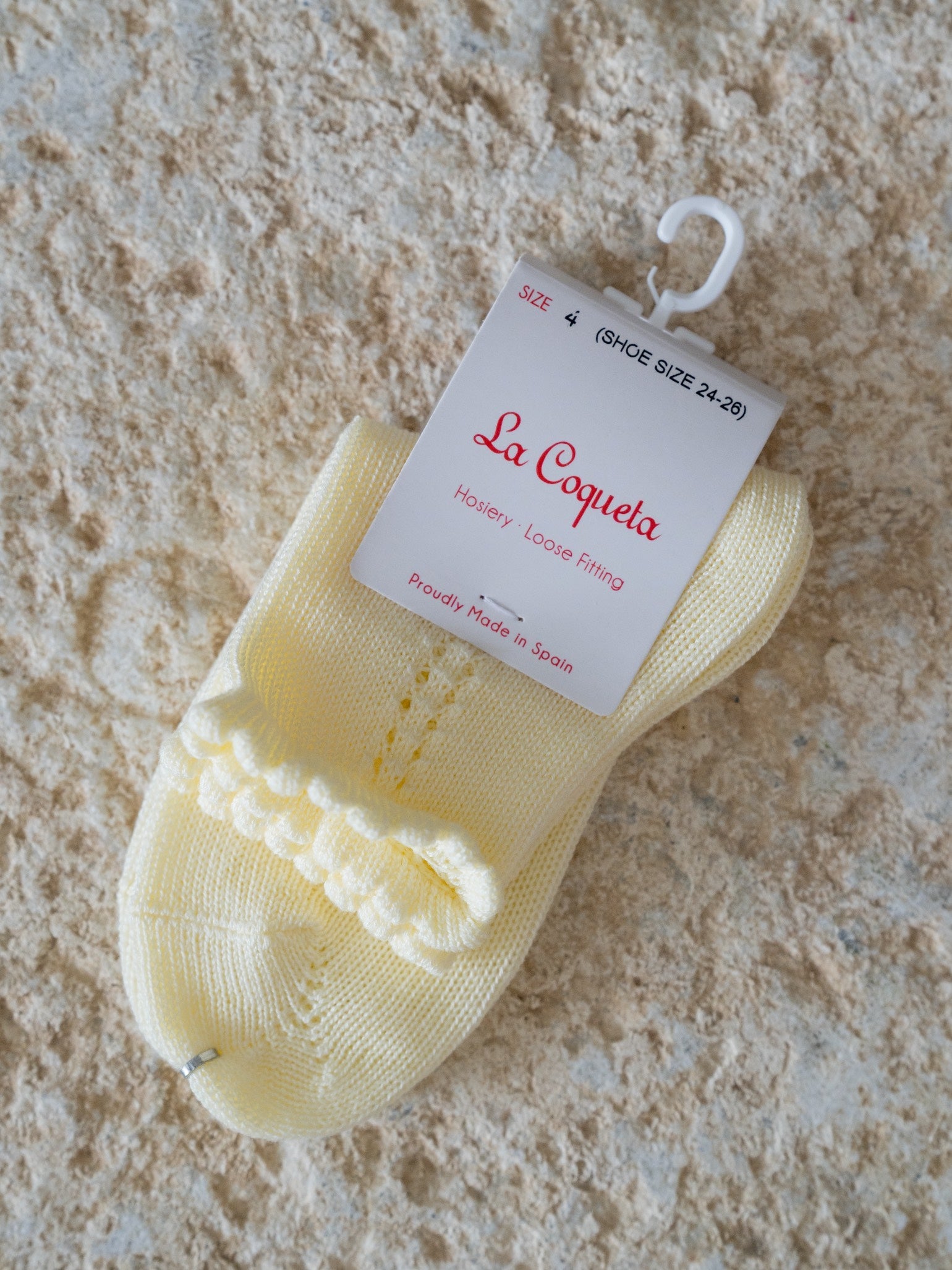 Pale Yellow Openwork Short Girl Socks