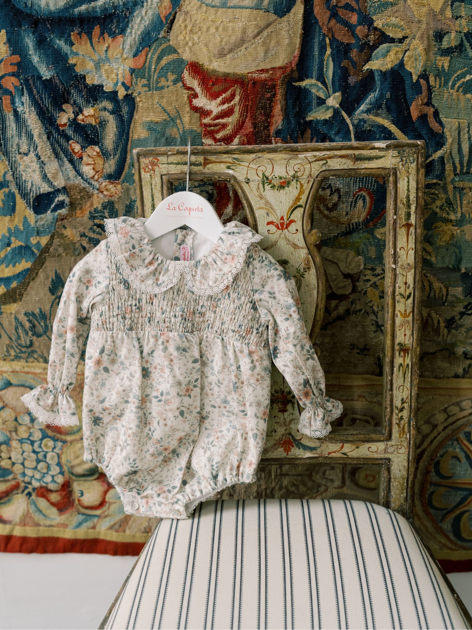 Ivory Floral Lorena Baby Girl Romper