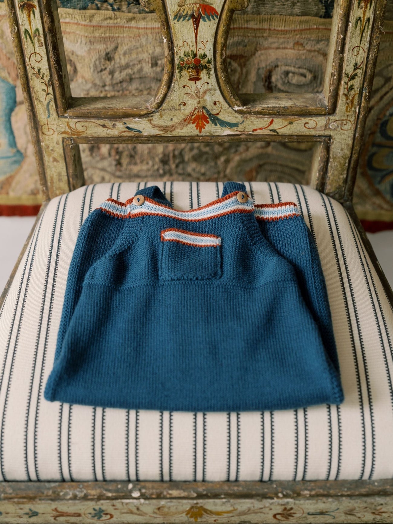 Soft Denim Melange Cayo Merino Baby Knitted Dungarees