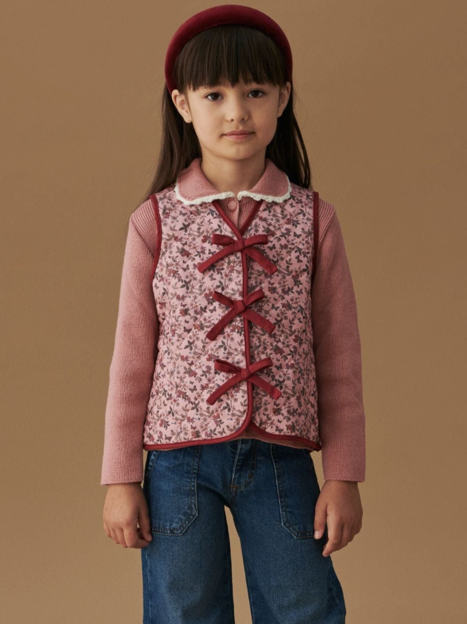 Dusty Pink Floral Azari Girl Gilet