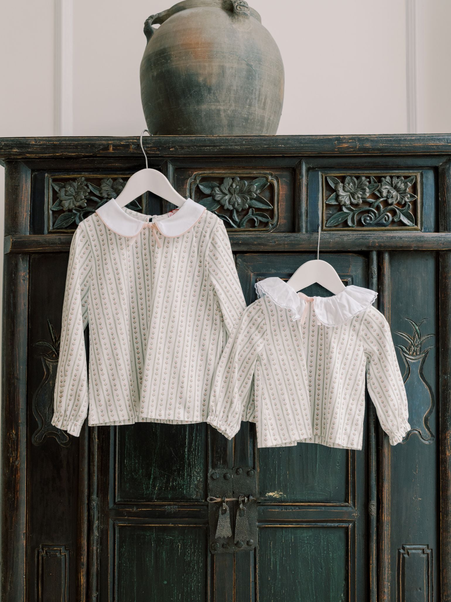 Sage Stripe Clareta Baby Top