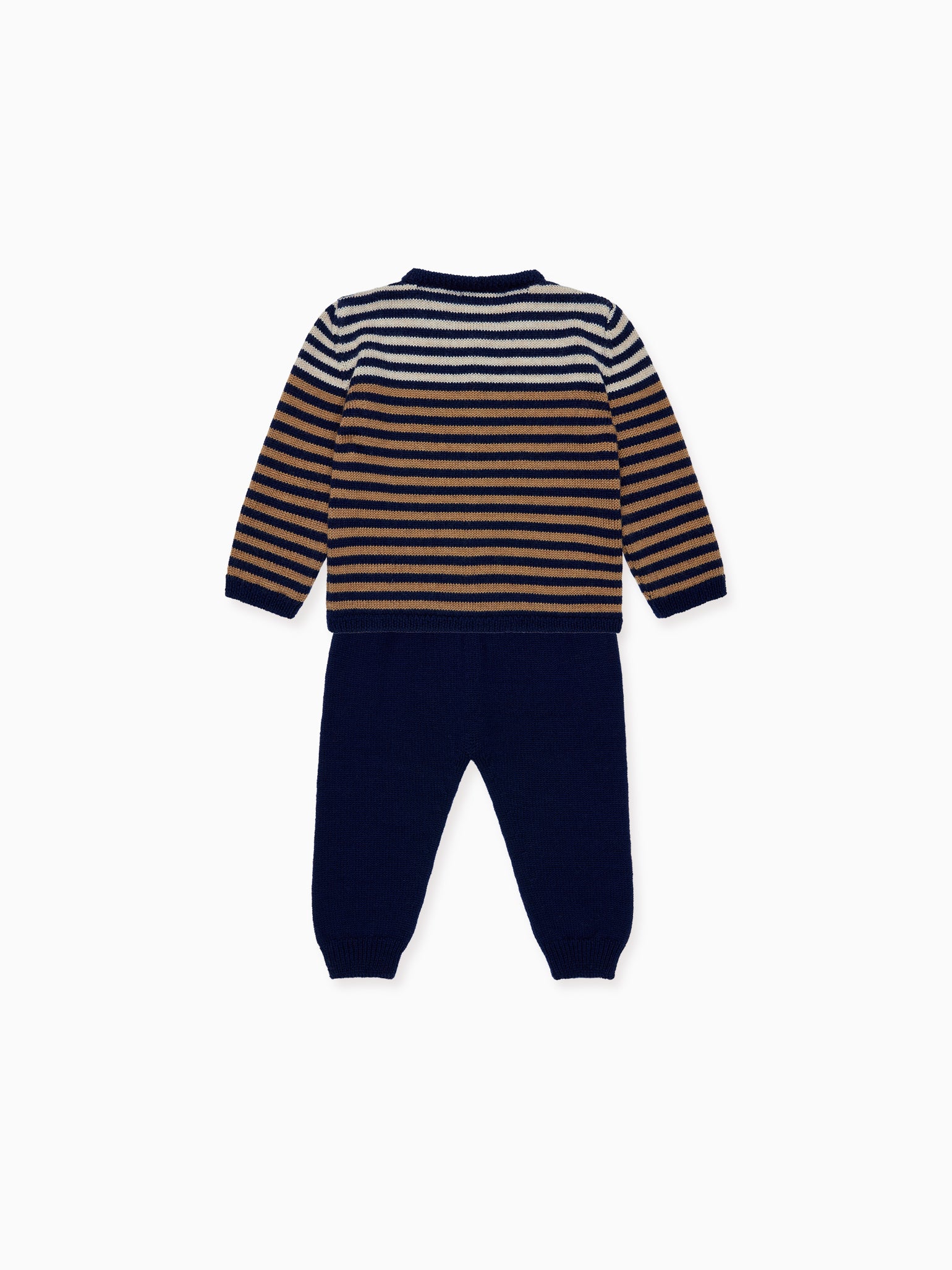 Navy Stripe Pinto Merino Baby Knitted Set