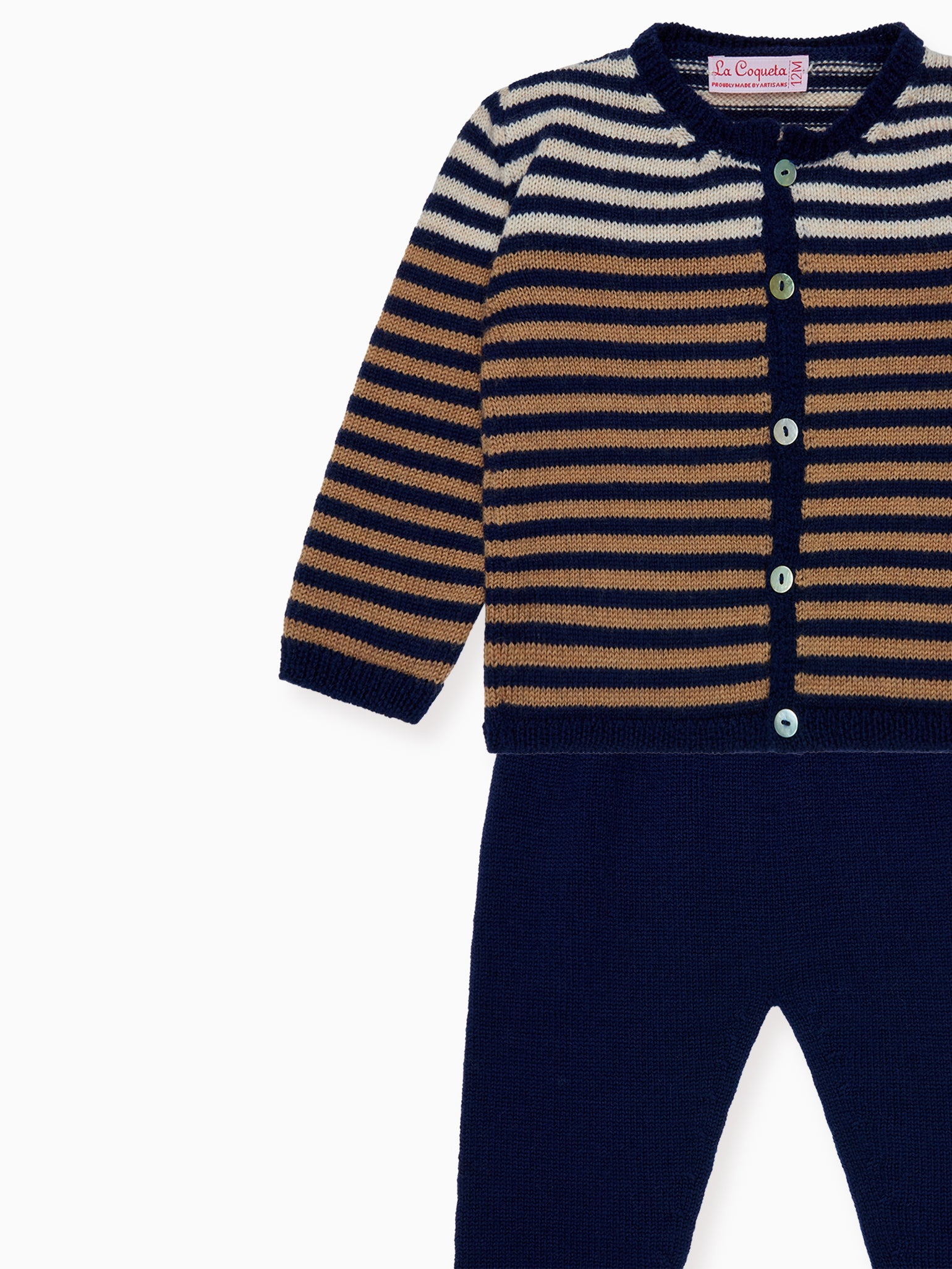 Navy Stripe Pinto Merino Baby Knitted Set