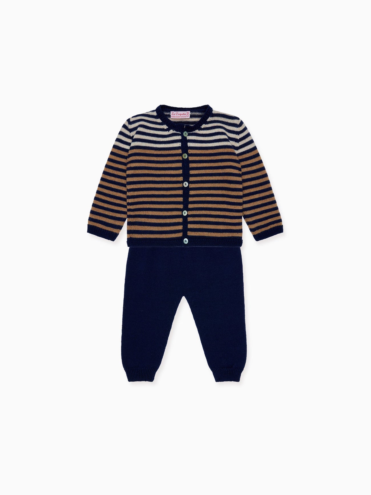 Navy Stripe Pinto Merino Baby Knitted Set