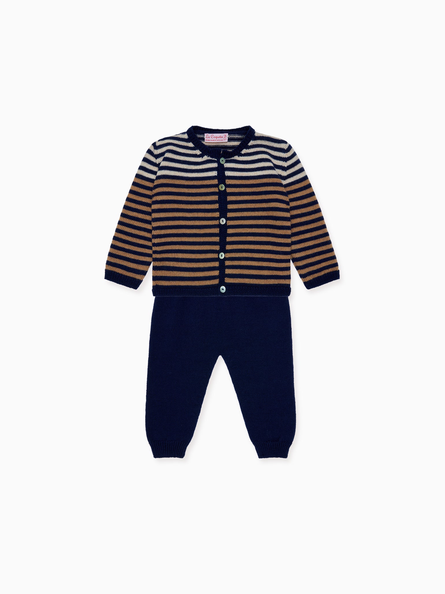 Navy Stripe Pinto Merino Baby Knitted Set