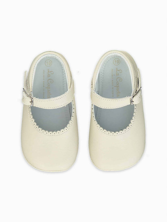Ivory Leather Baby Mary Jane Shoes