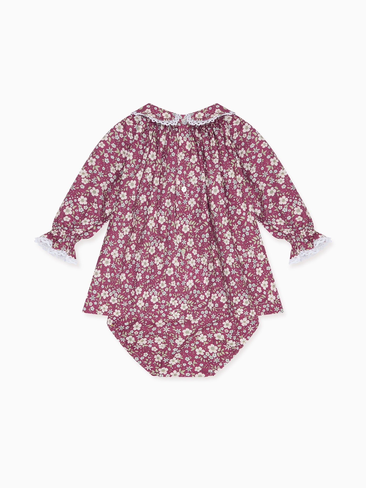 Burgundy Floral Palma Baby Girl Hand-Smocked Set