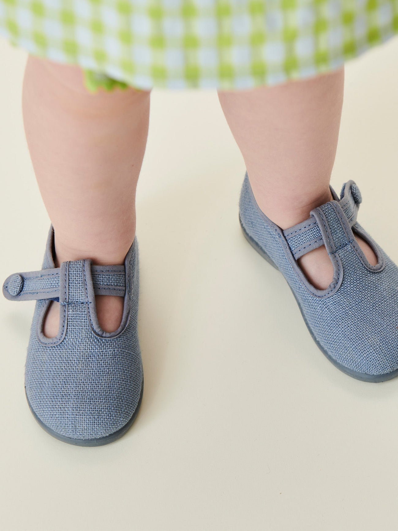 Dusty Blue Pedro Canvas Baby T-Bar Espadrille