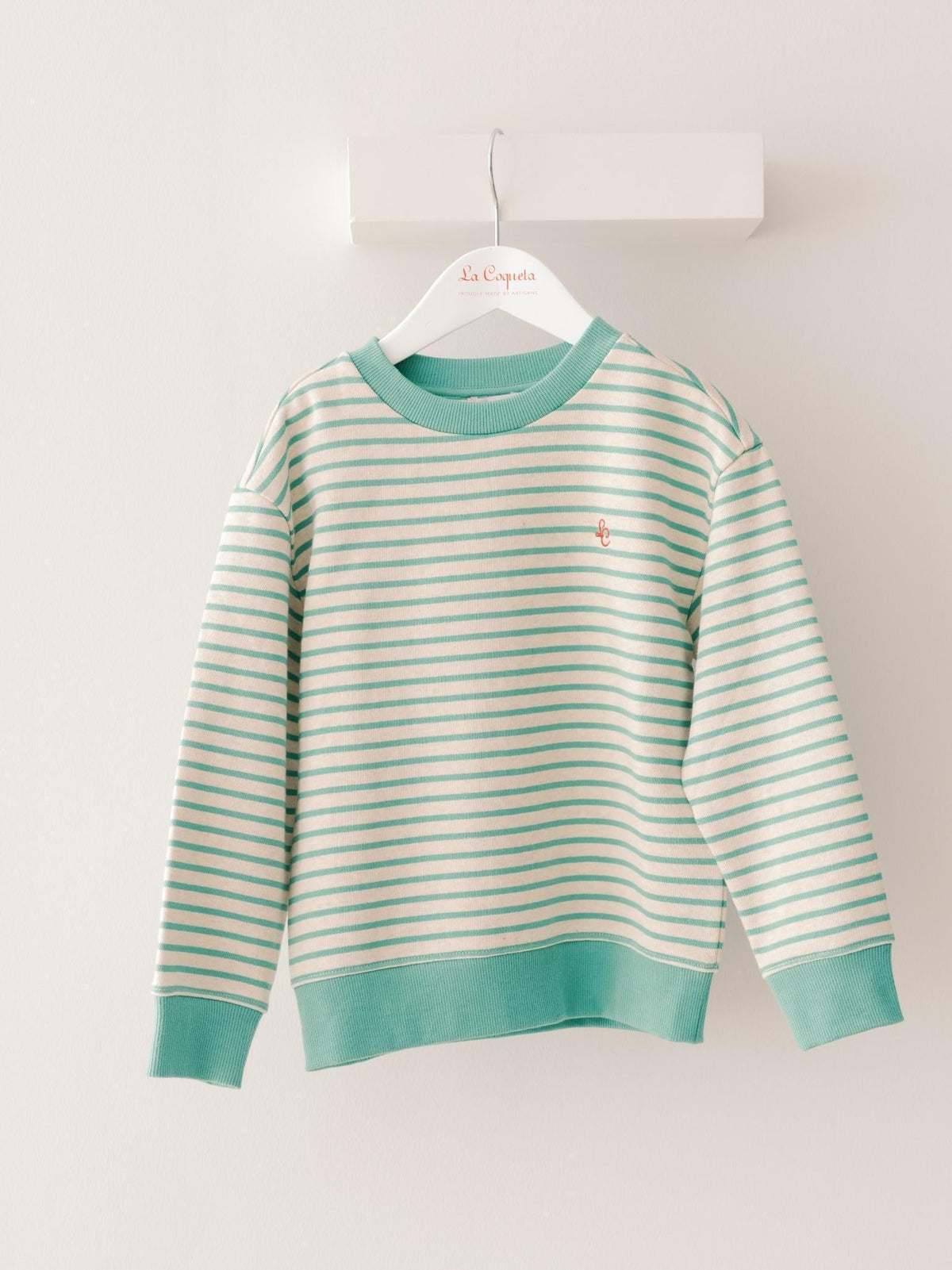 Sage Green Stripe Pernille Kids Sweatshirt