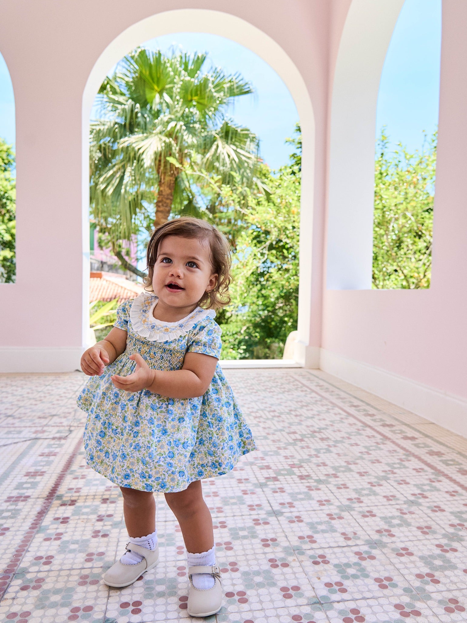 Green Floral Petra Baby Girl Hand-Smocked Set