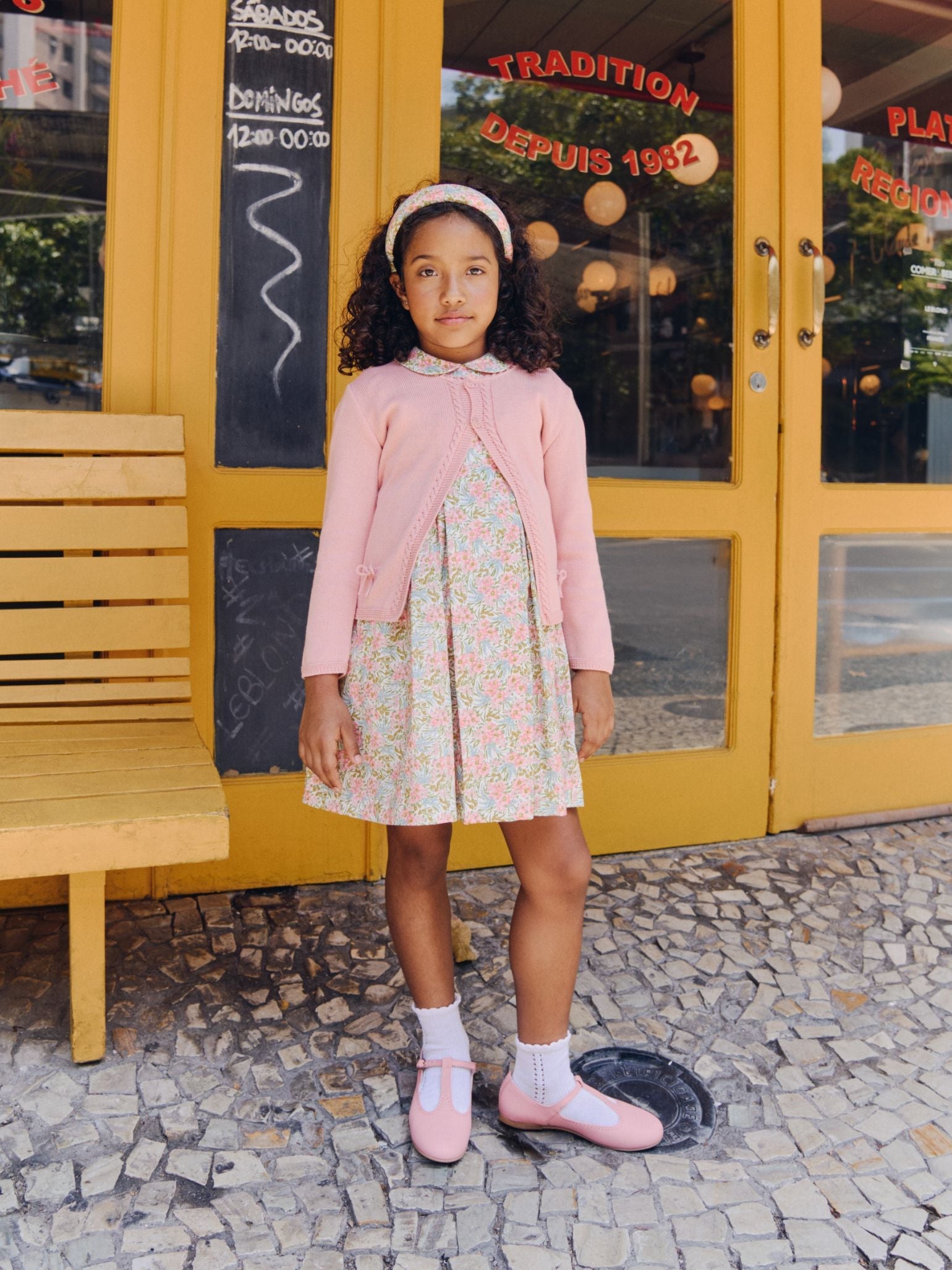 Arcadia Girl Dress, Arcona Girl Cardigan & Girl Wide Headband Outfit Bundle