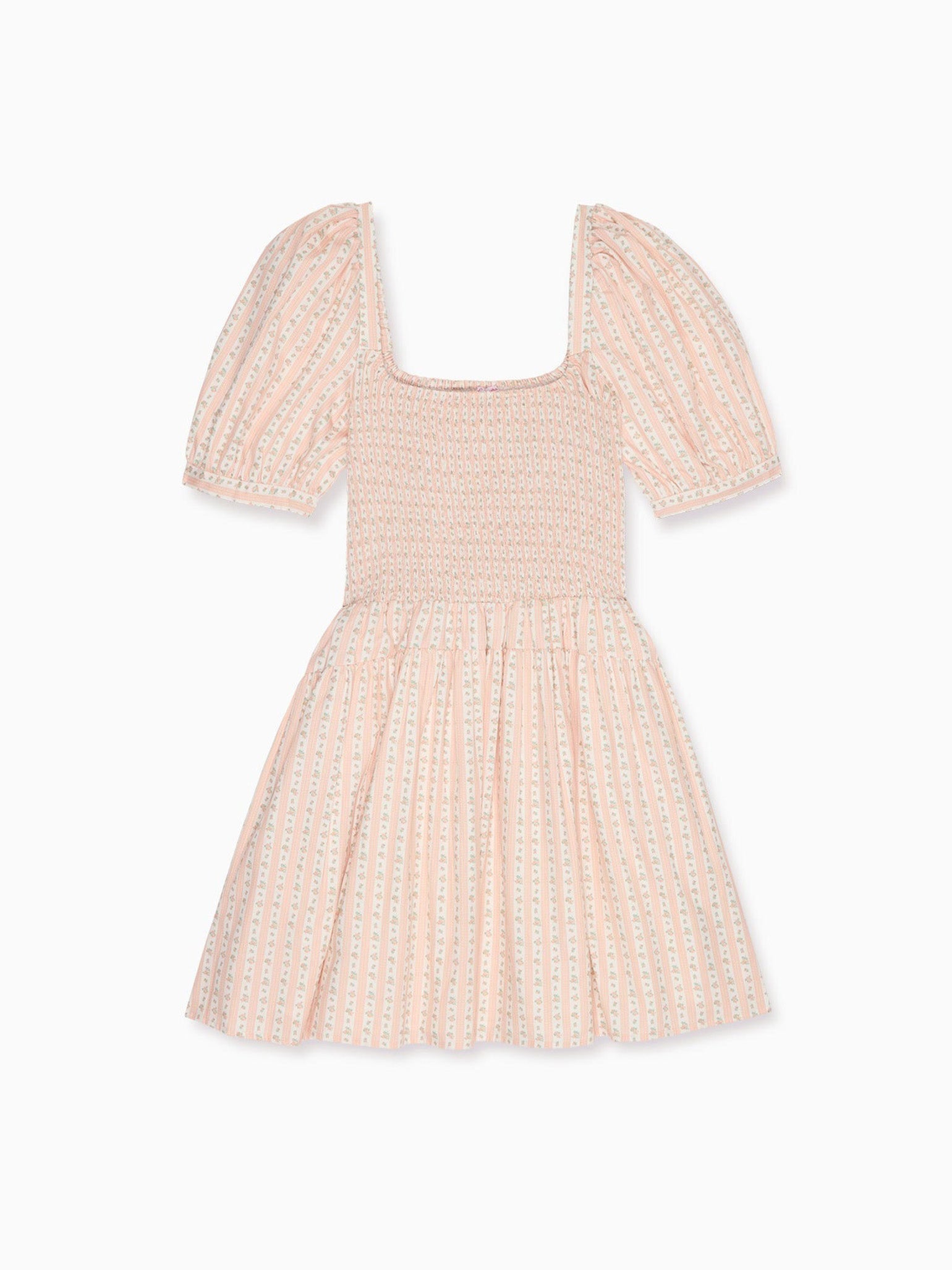 La Coqueta Kids - Pink Floral Stripe Sevilla Women Knee Length Dress