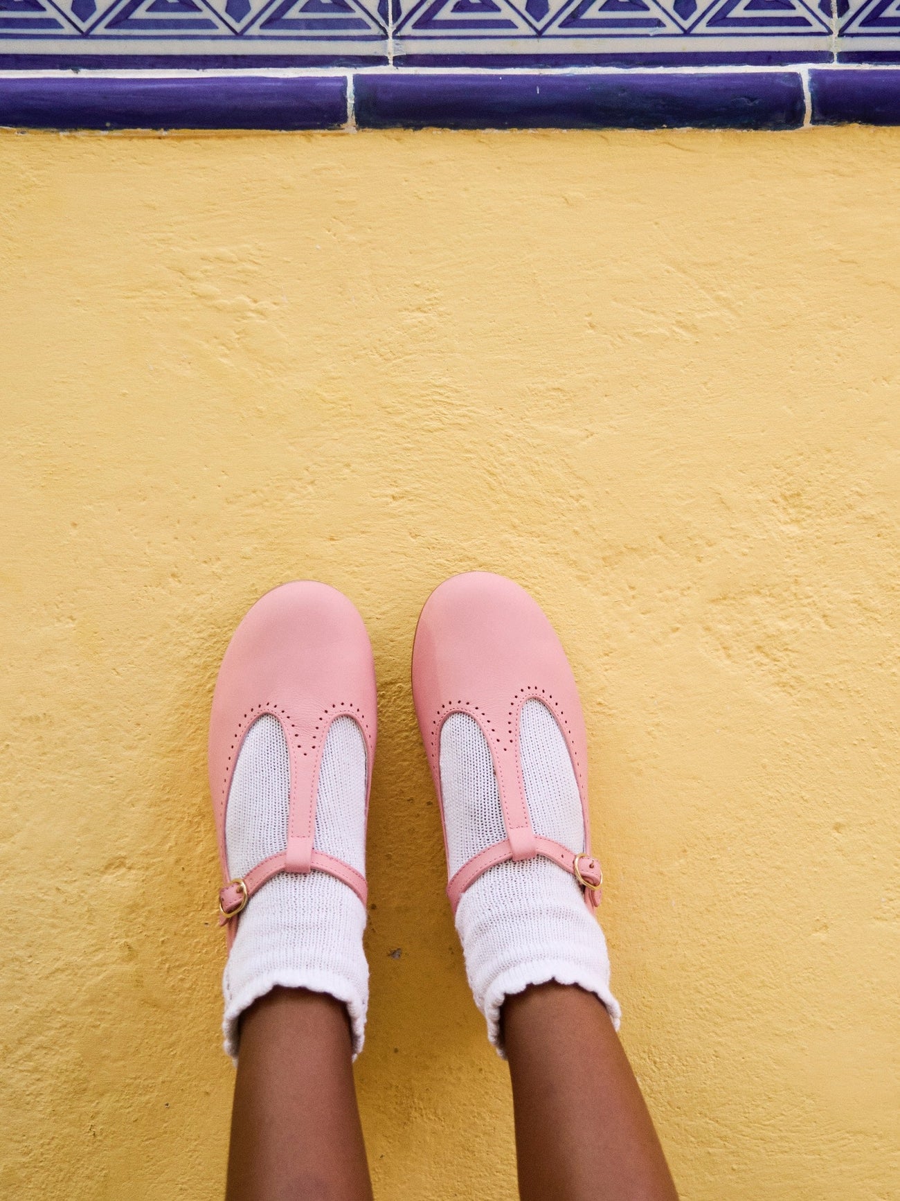 Pink Leather Girl T-Bar Shoes