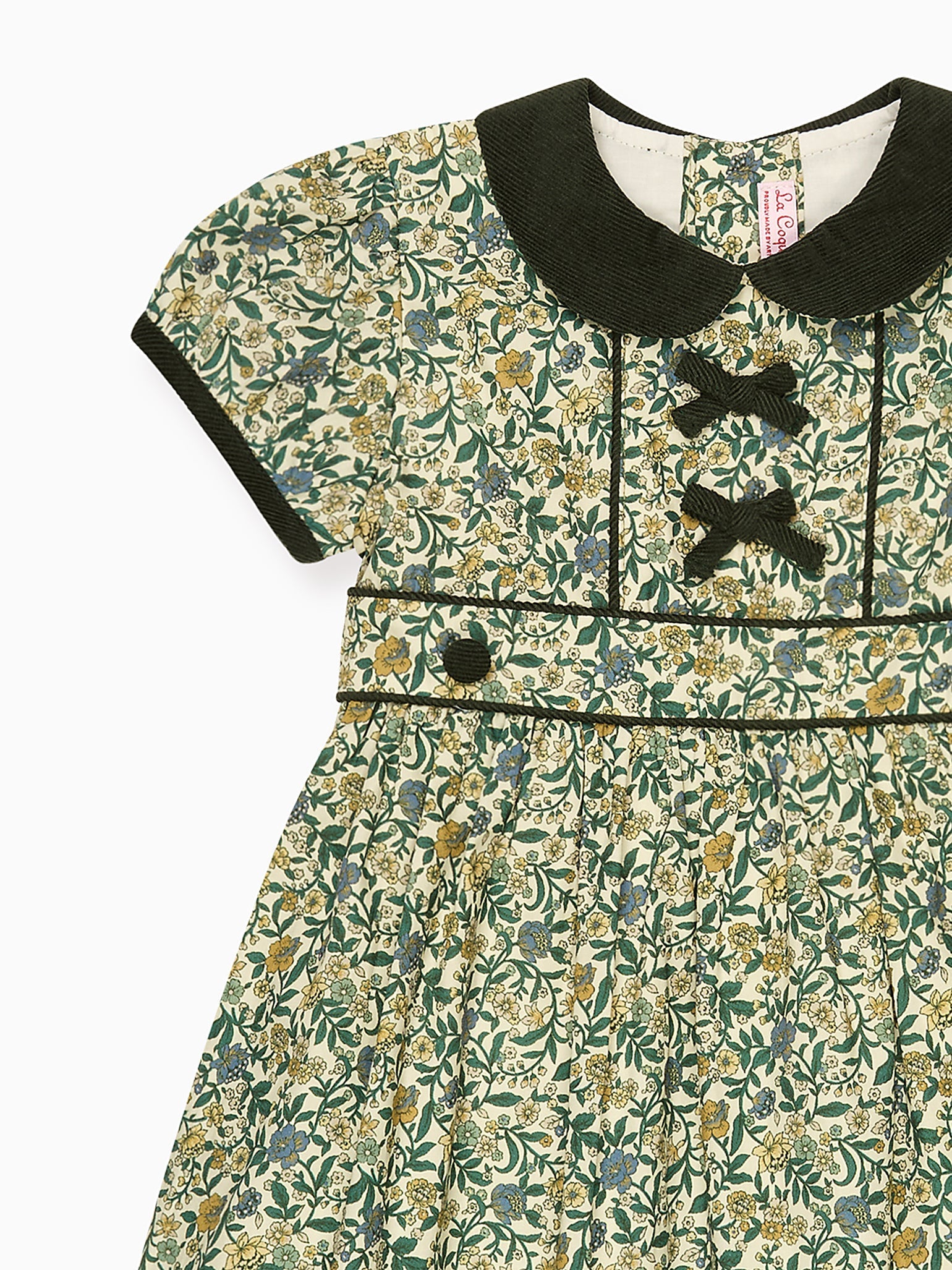 Bottle Green Floral Portia Girl Dress