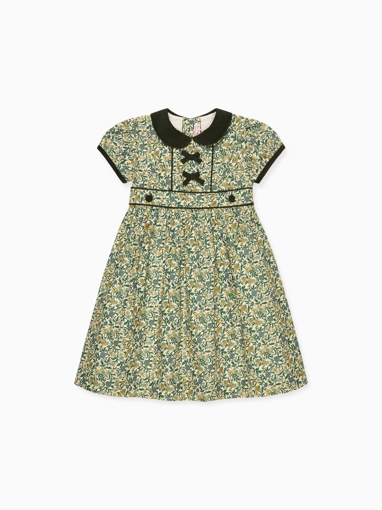 Bottle Green Floral Portia Girl Dress
