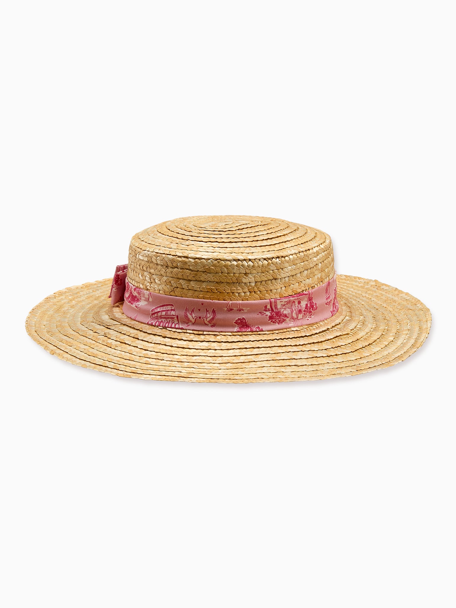 Nicky Hilton x La Coqueta Pink Toile de Jouy Portia Girl Straw Hat