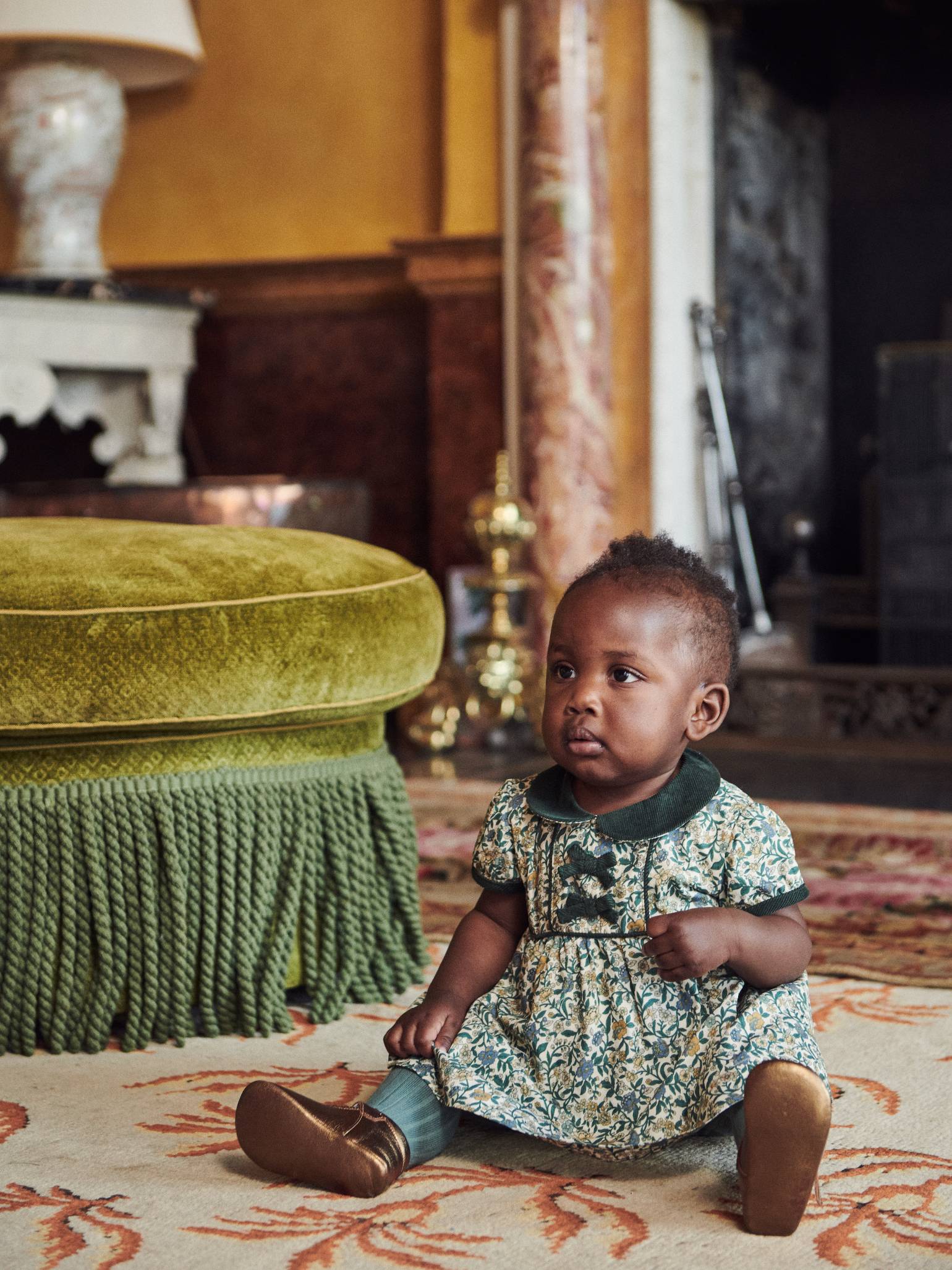 Bottle Green Floral Portia Baby Girl Set