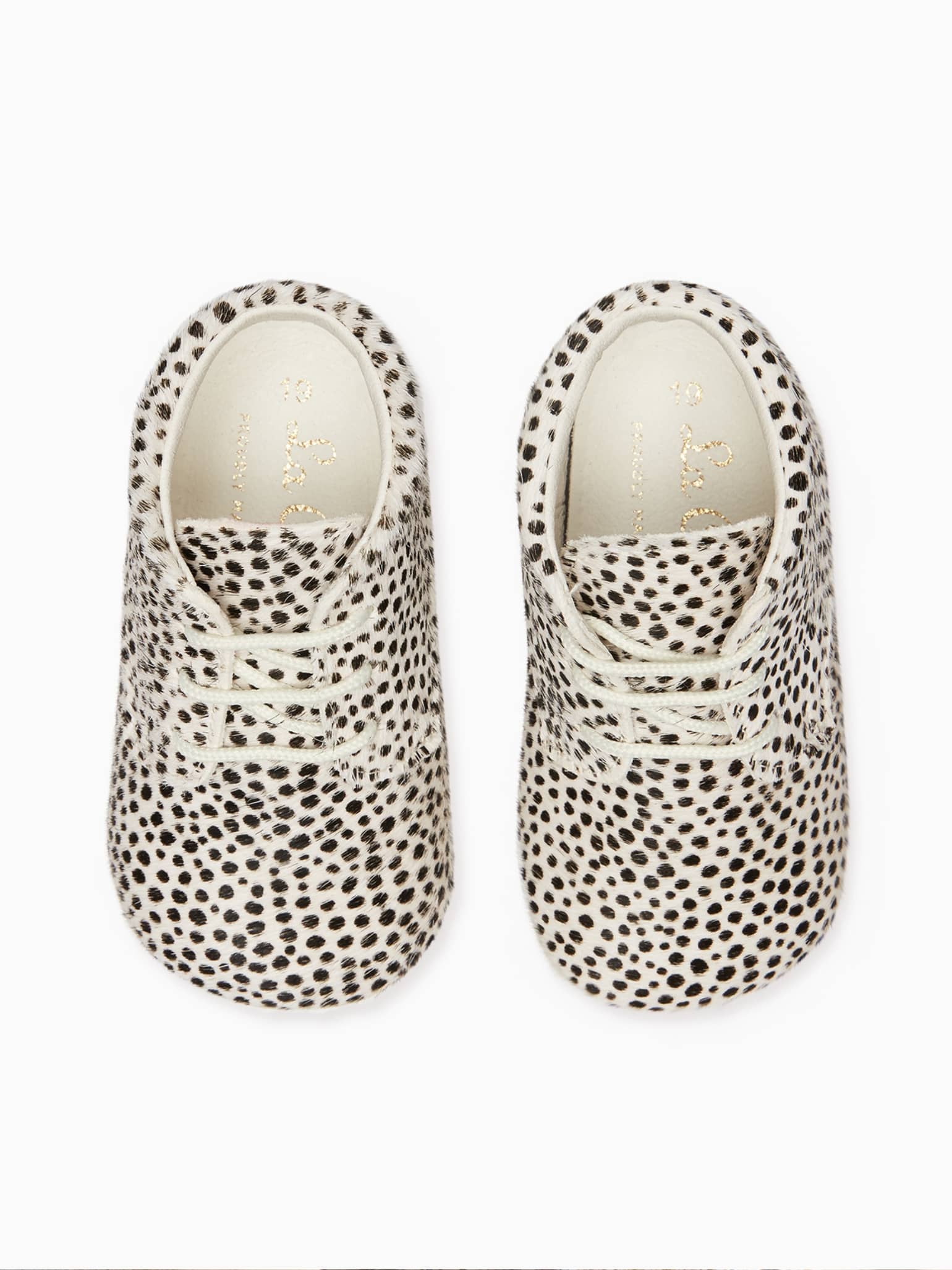 Ivory Leopard Leather Baby Booties La Coqueta Kids